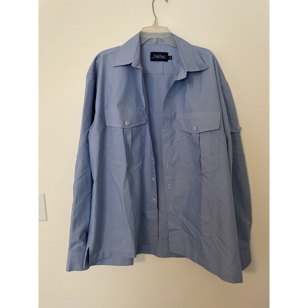 Trek Tiva Men's Long Sleeve Woven Tech Shirt Size XL Blue Interior Pocket